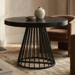 Table ronde extensible Grivery Noir pieds Noir