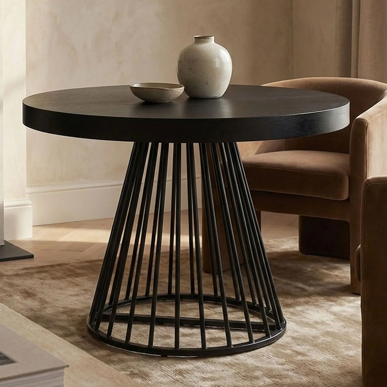 Table ronde extensible Grivery Noir pieds Noir