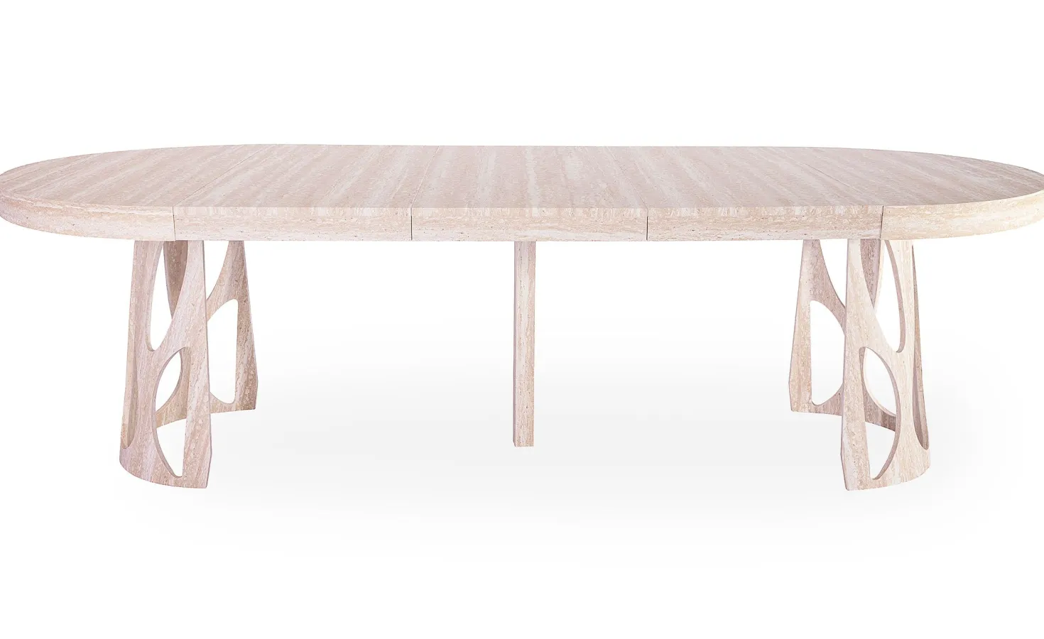 Table ronde extensible Lawina L110-260cm avec pieds design Effet travertin Beige