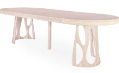 Table ronde extensible Lawina L110-260cm avec pieds design Effet travertin Beige