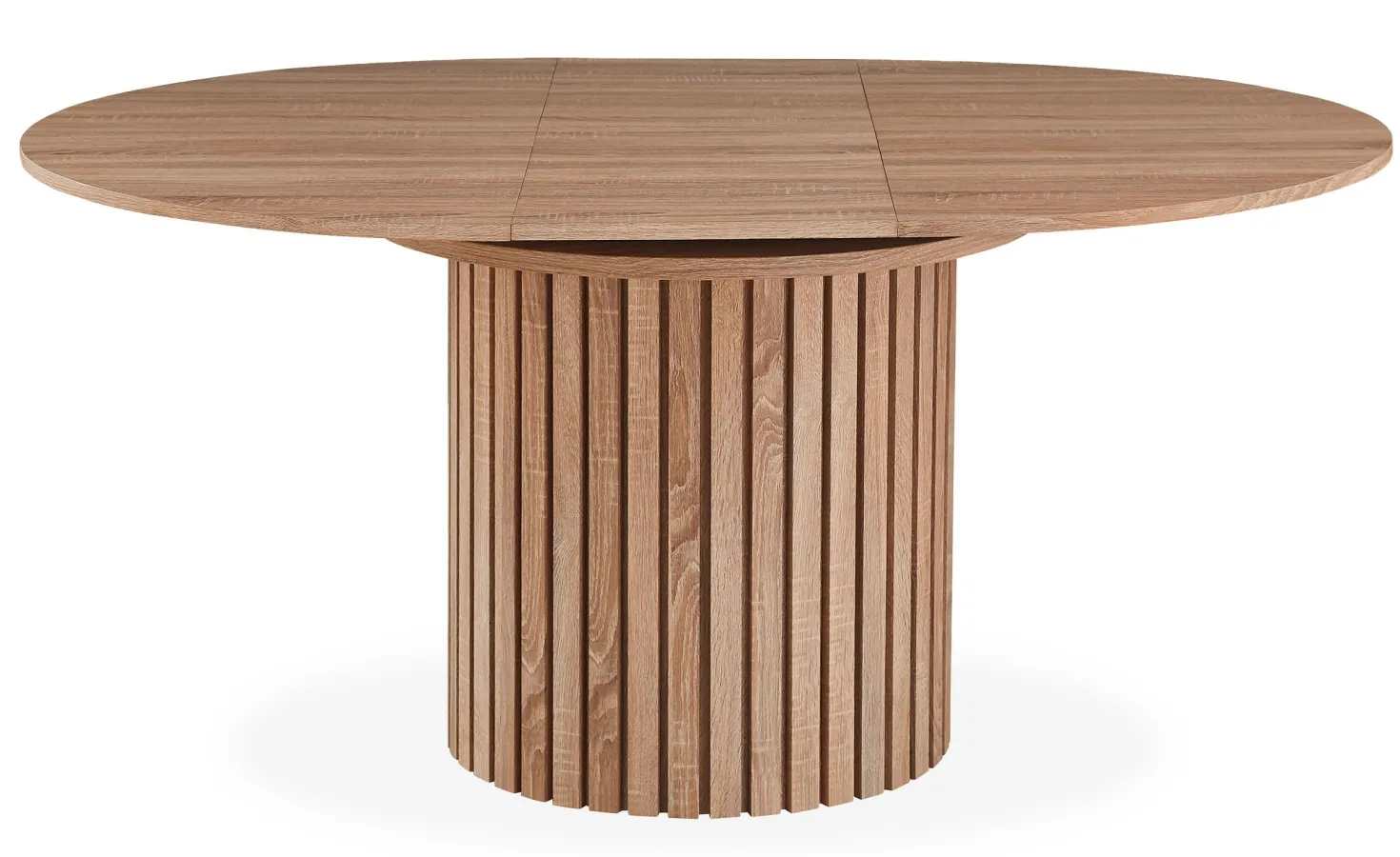 Table ronde extensible pied central style colonne Burkina 120-160cm Bois Sonoma