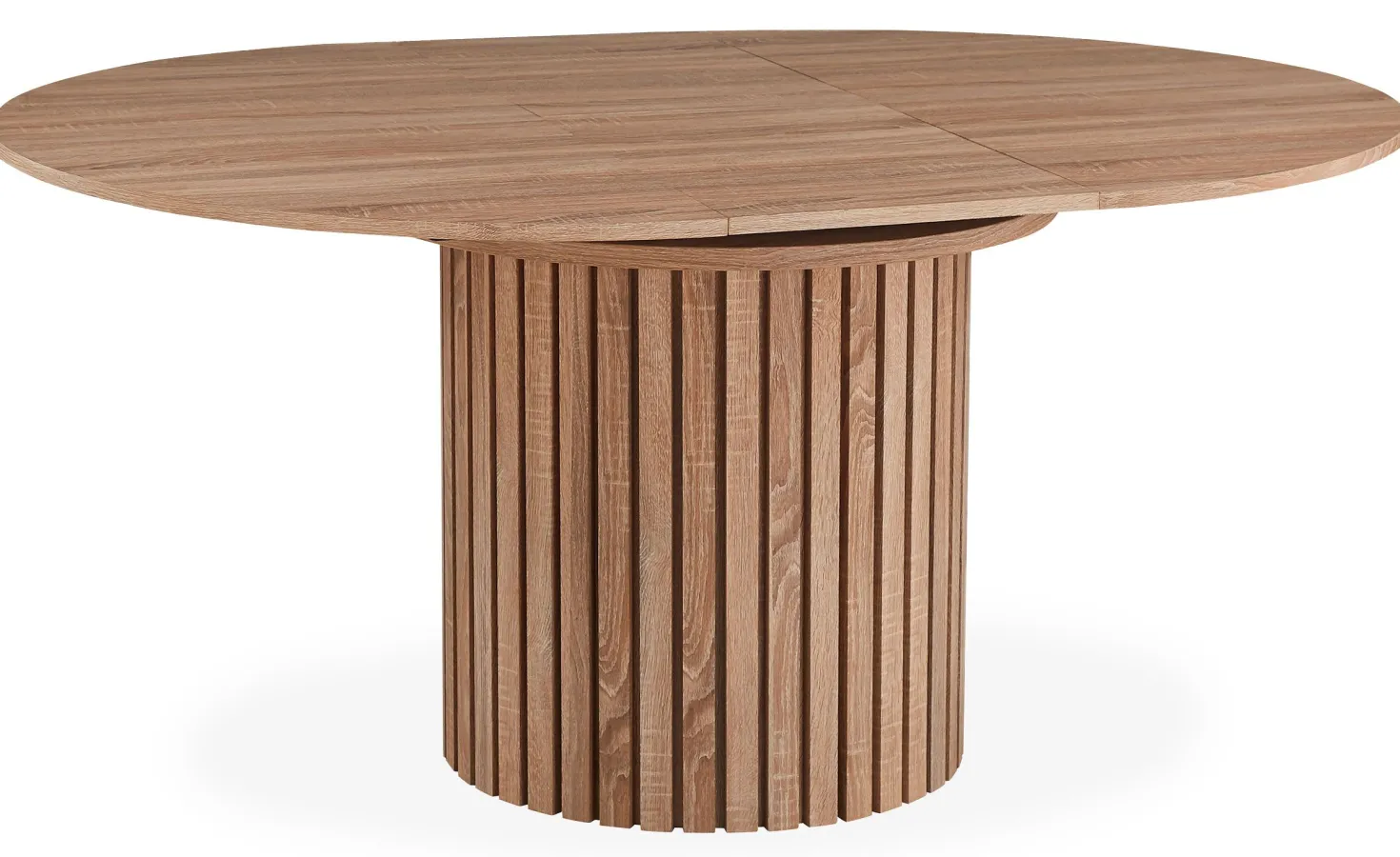 Table ronde extensible pied central style colonne Burkina 120-160cm Bois Sonoma