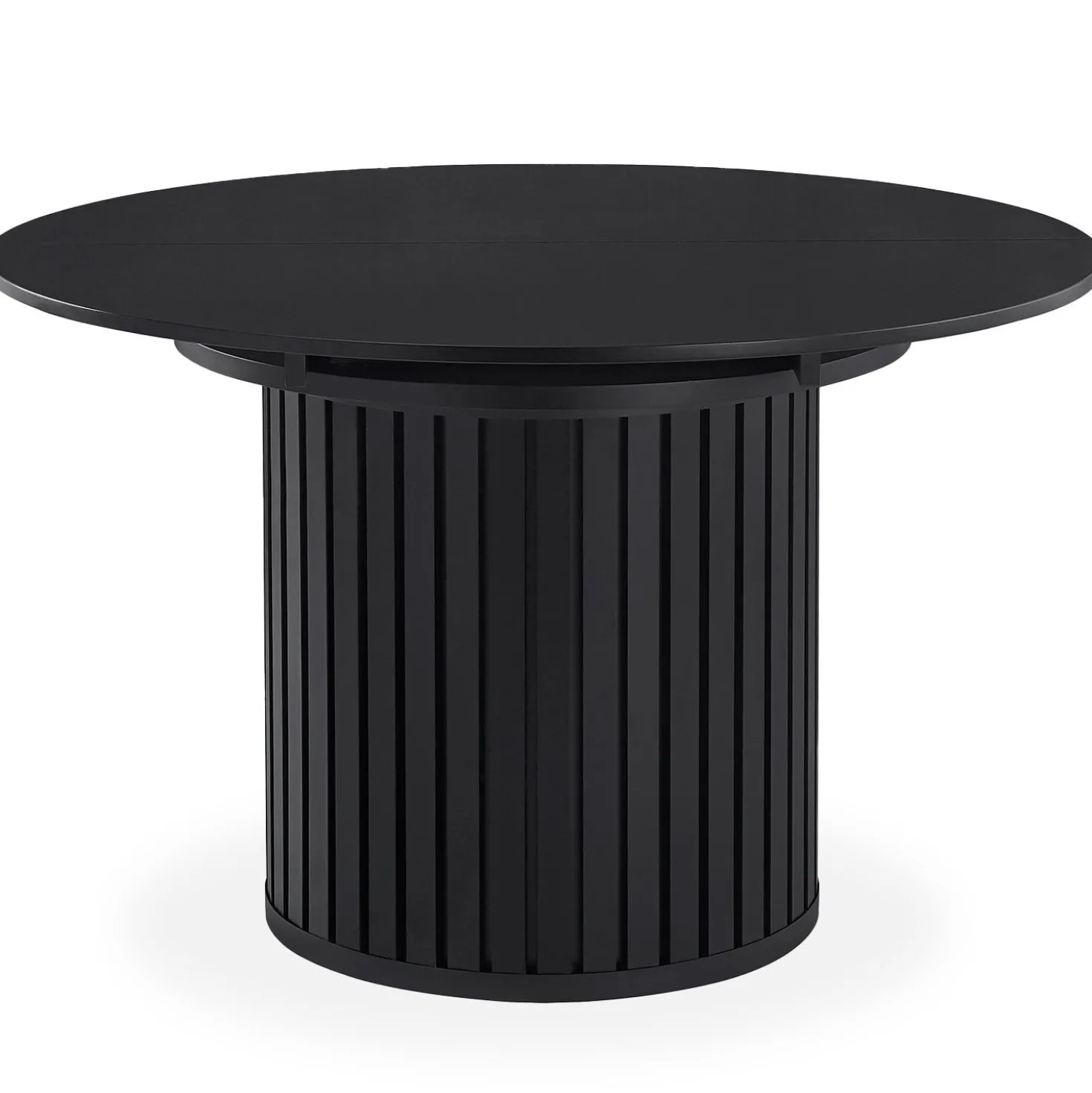 Table ronde extensible pied central style colonne Burkina 120-160cm Noir