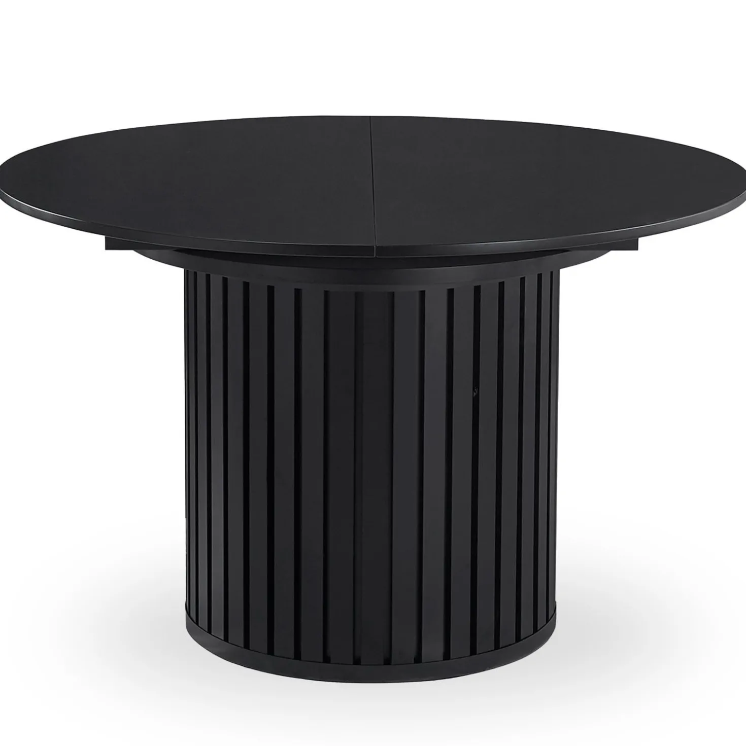 Table ronde extensible pied central style colonne Burkina 120-160cm Noir