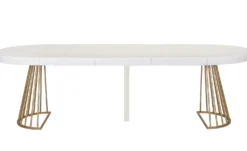 Table ronde extensible Soare Blanc pieds Or