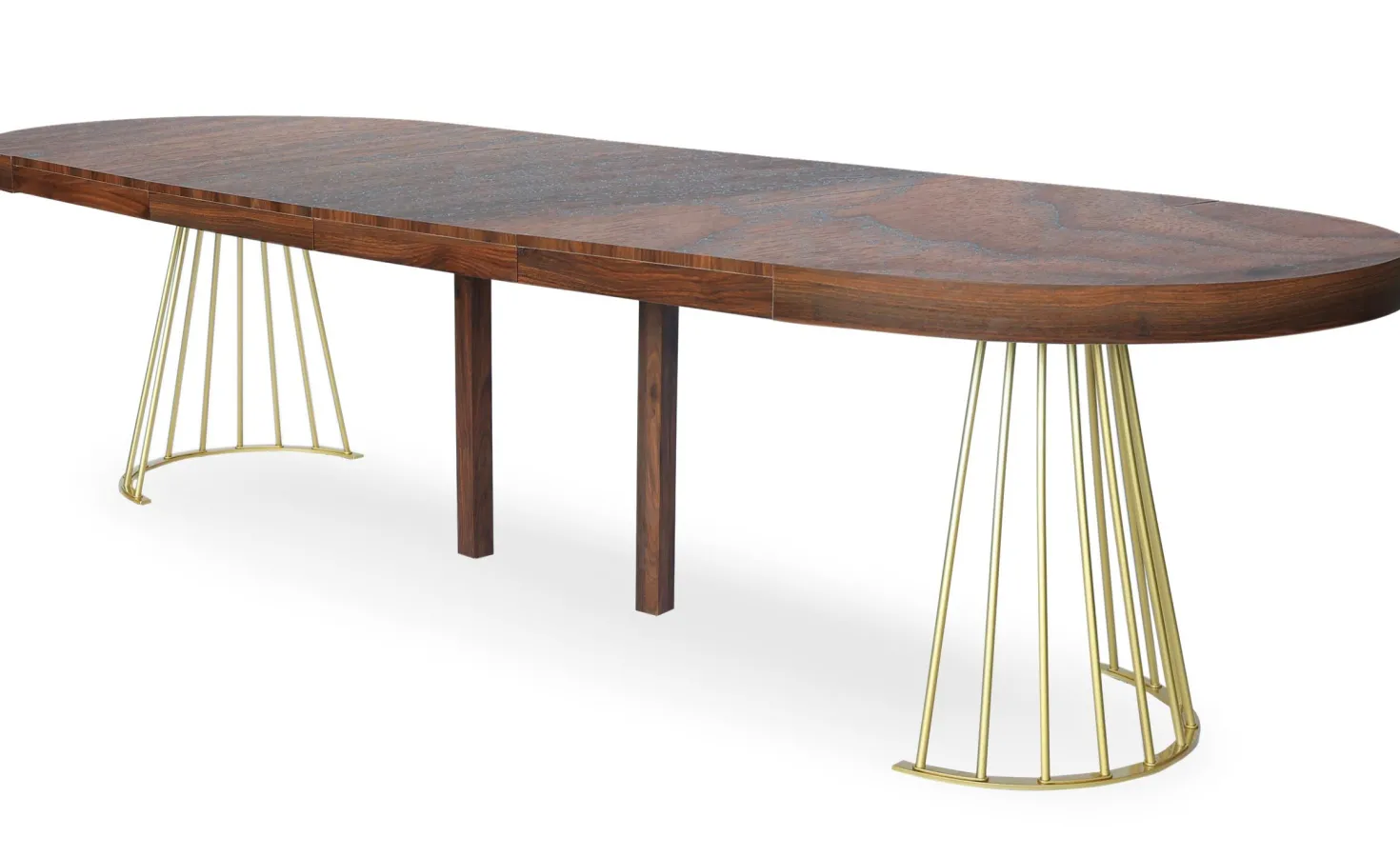 Table ronde extensible Soare Bois Noisette pieds Or