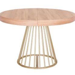 Table ronde extensible Soare Chêne Clair pieds Or