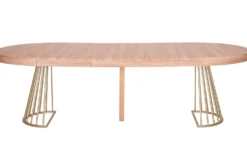 Table ronde extensible Soare Chêne Clair pieds Or