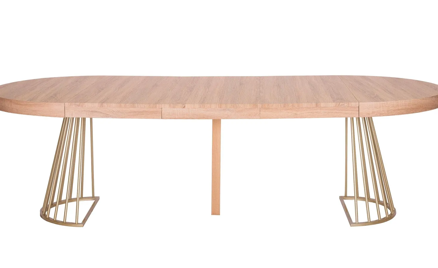 Table ronde extensible Soare Chêne Clair pieds Or