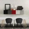 Table ronde extensible Soare Effet Marbre pieds Or