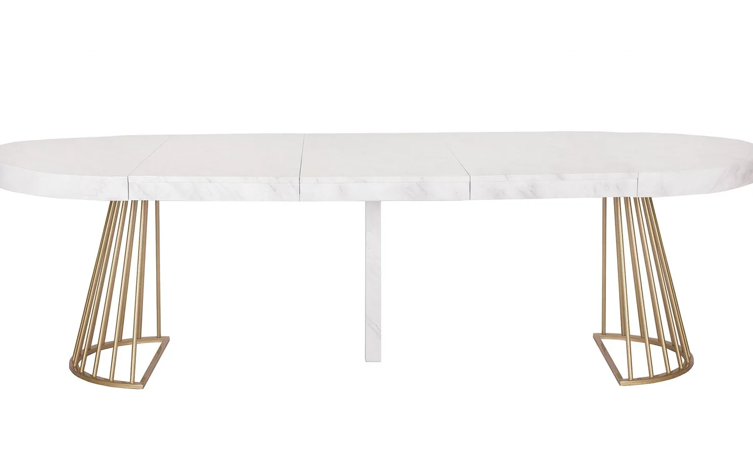 Table ronde extensible Soare Effet Marbre pieds Or
