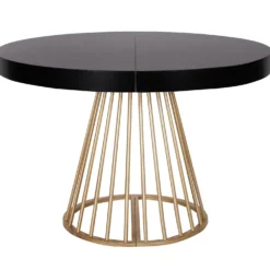 Table ronde extensible Soare Noir pieds Or