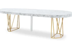 Table ronde extensible Yasmina Effet Marbre et pieds Or