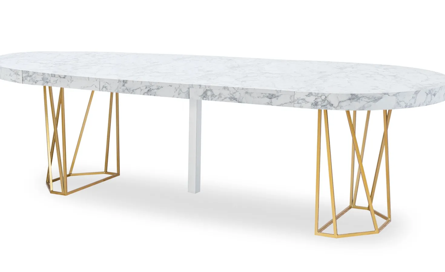 Table ronde extensible Yasmina Effet Marbre et pieds Or