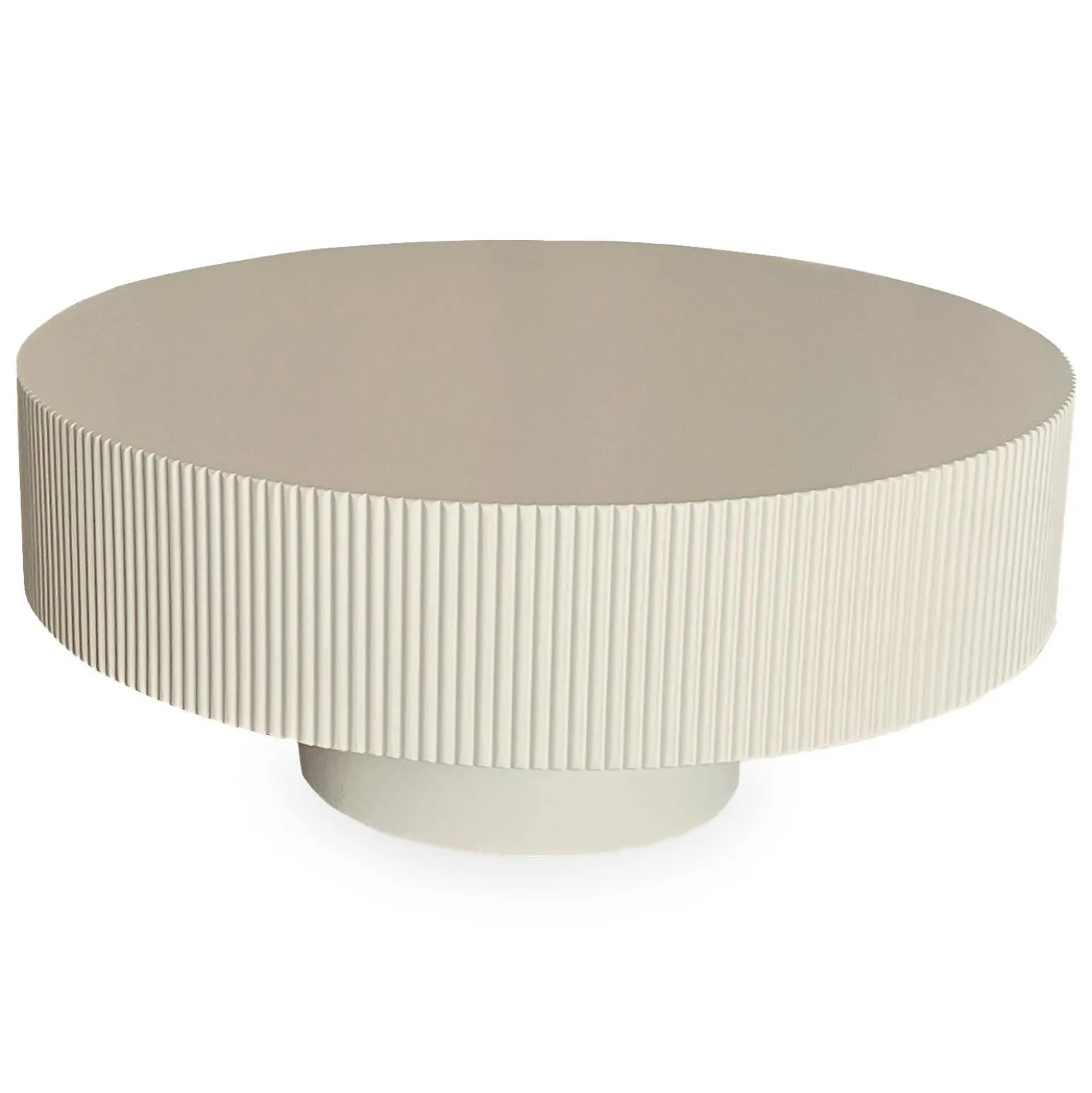 Table ronde L78,5cm avec rainures verticales sculptées Pulsar Blanc cassé