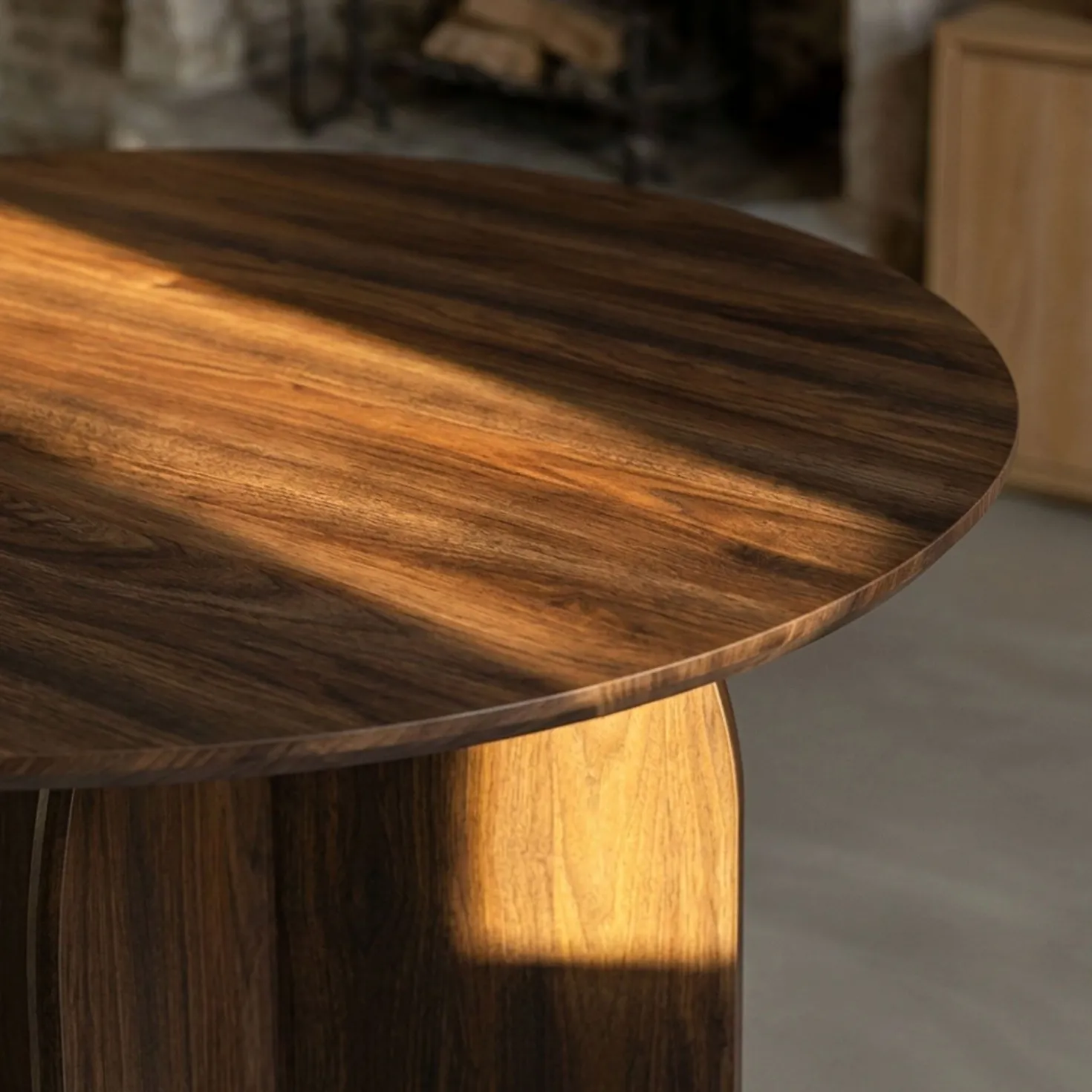 Table ronde élégante 120cm Calyptus Bois foncé