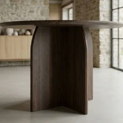 Table ronde élégante 120cm Calyptus Bois foncé
