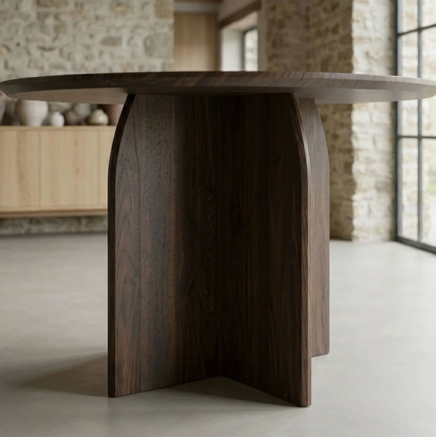 Table ronde élégante 120cm Calyptus Bois foncé