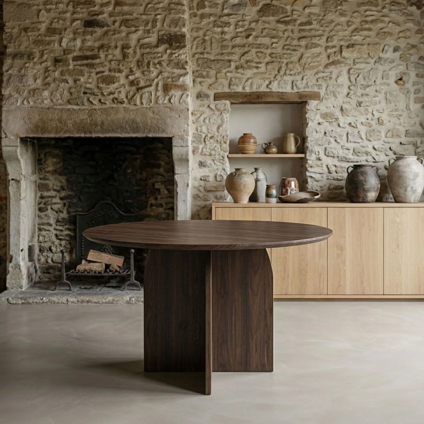 Table ronde élégante 120cm Calyptus Bois foncé