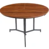 Table ronde pliable gain de place Cokelio 120cm Métal et plateau 3 parties Bois Noisette