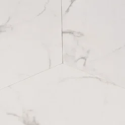 Table ronde pliante gain de place Foldine Ø80cm Métal Noir et Effet marbre Blanc
