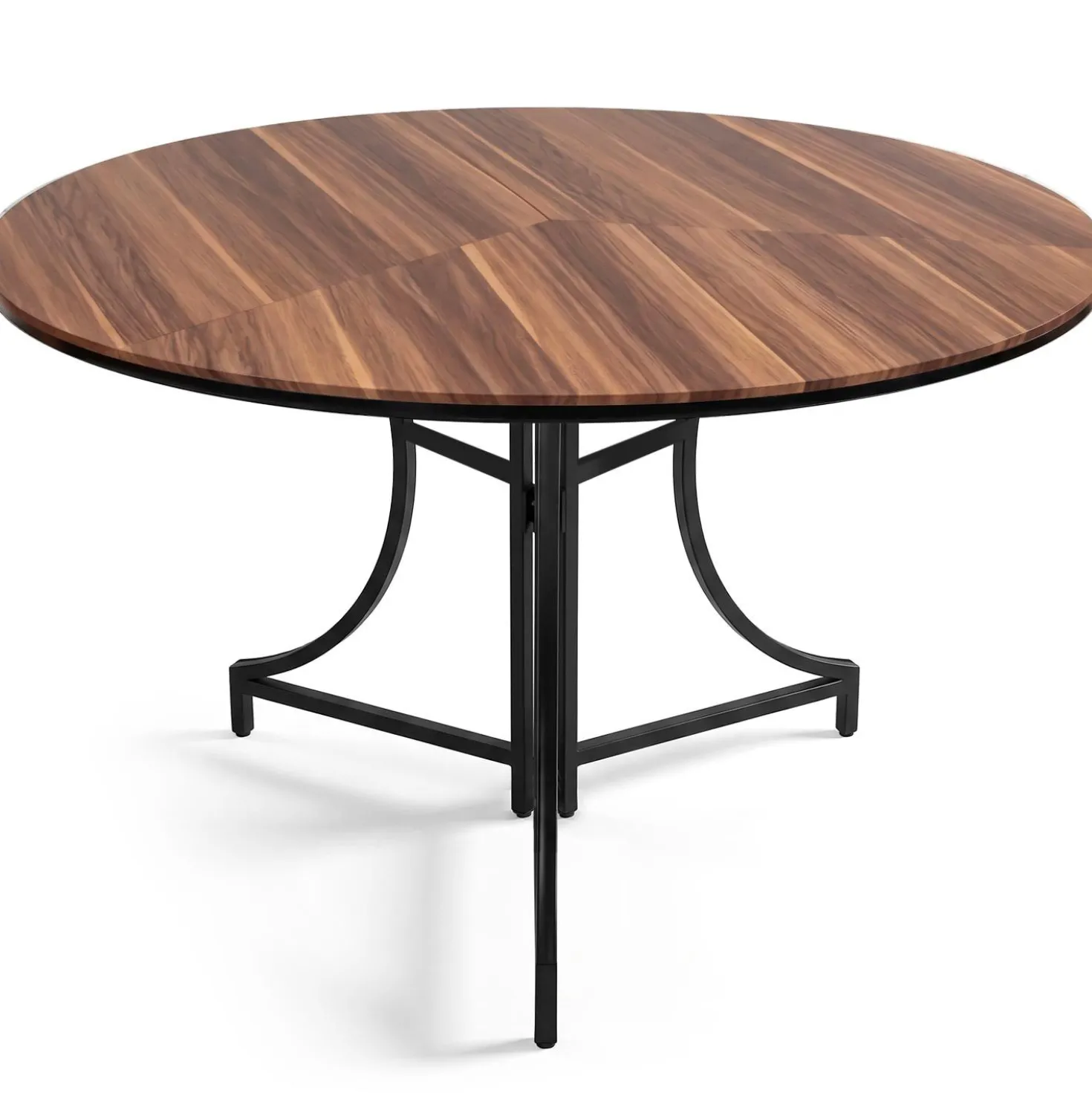 Table ronde pliante gain de place Foldine Ø100cm Métal Noir et Bois noisette