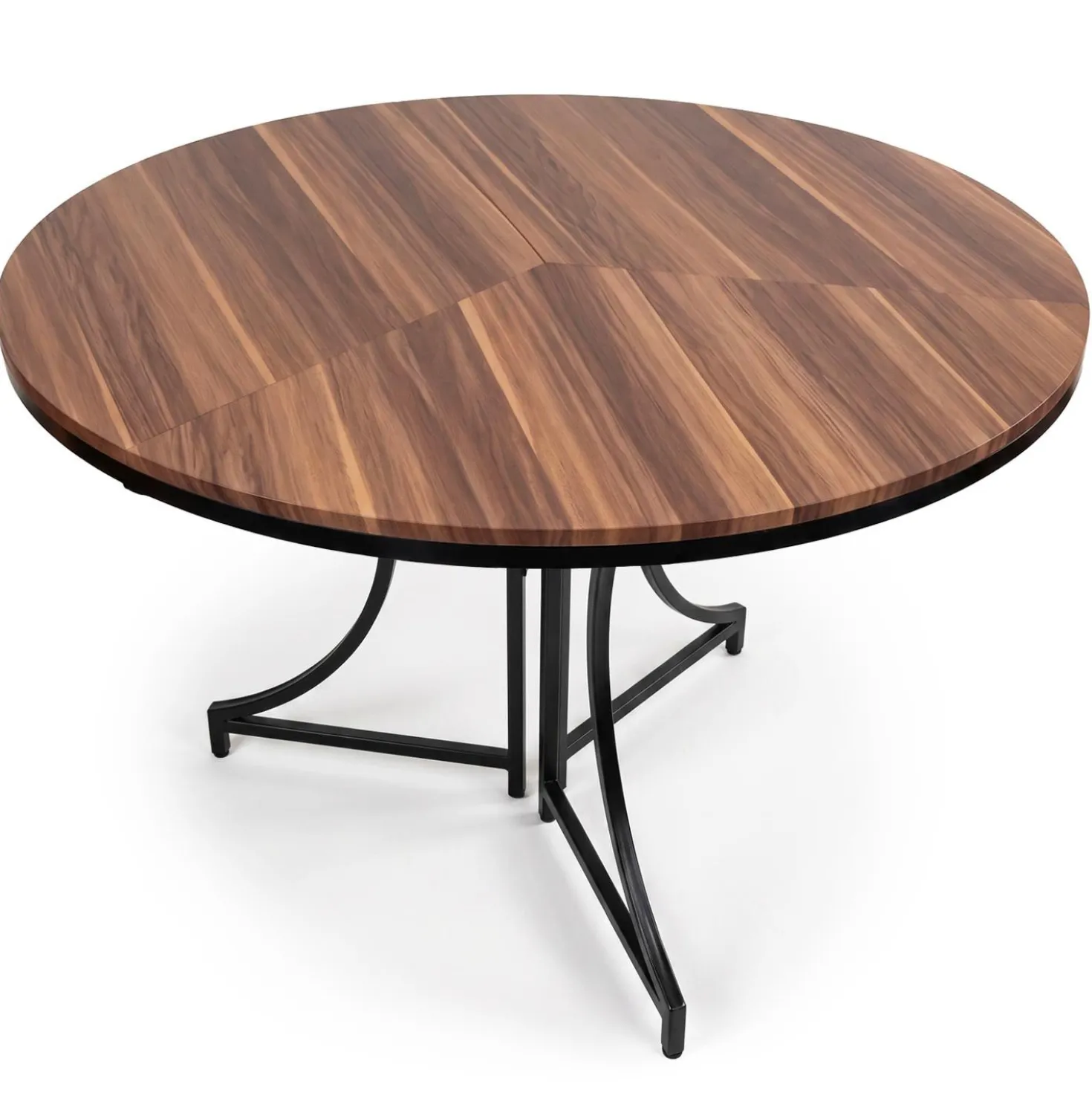 Table ronde pliante gain de place Foldine Ø100cm Métal Noir et Bois noisette