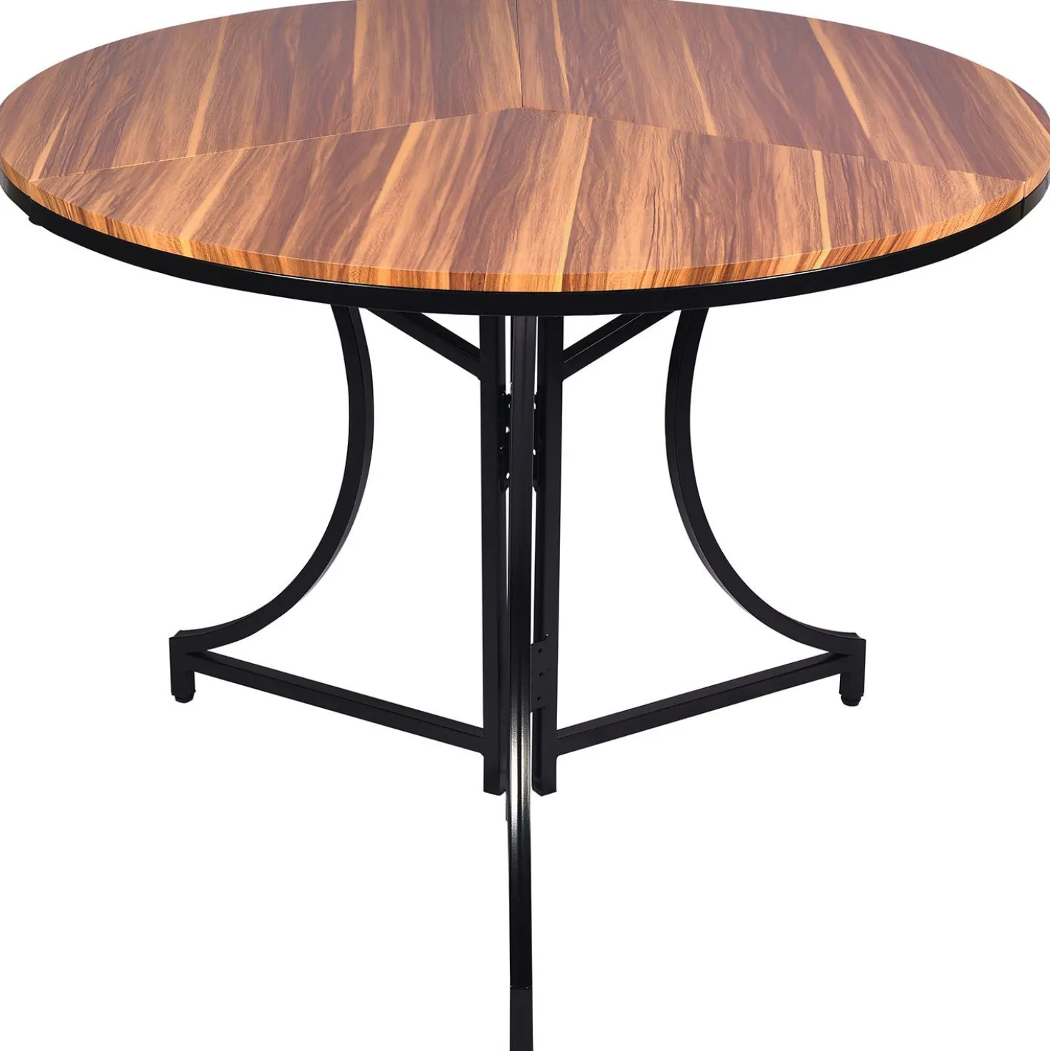 Table ronde pliante gain de place Foldine Ø80cm Métal Noir et Bois noisette