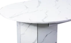 Table ronde style japandi extensible 310cm Tulipa rallonges intégrées Effet marbre Blanc