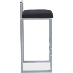 Tabouret de bar en métal Drakkar Argent et Velours Noir