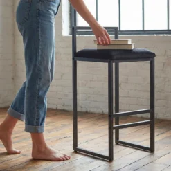 Tabouret de bar en métal Drakkar Noir et Velours Noir