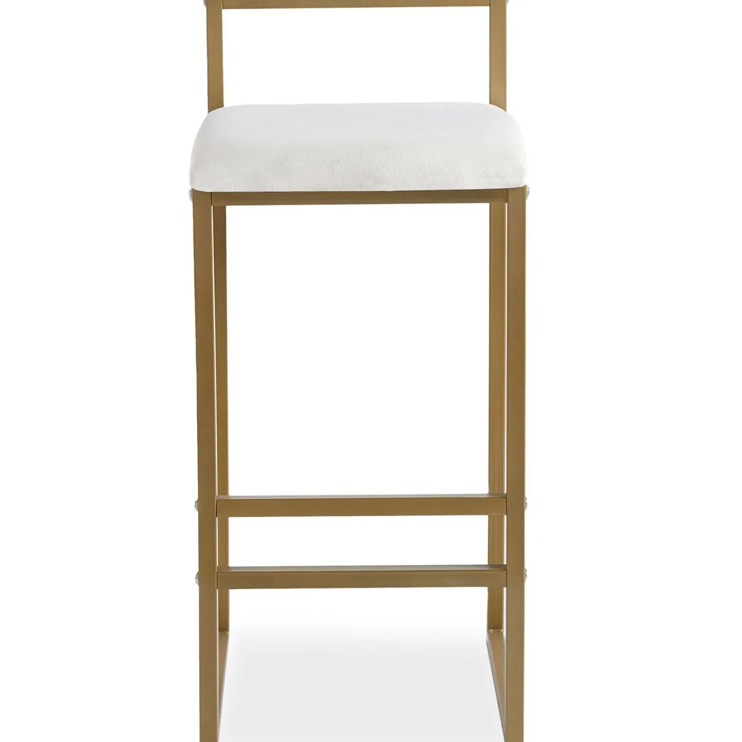 Tabouret de bar en métal Drakkar Or et Velours Crème
