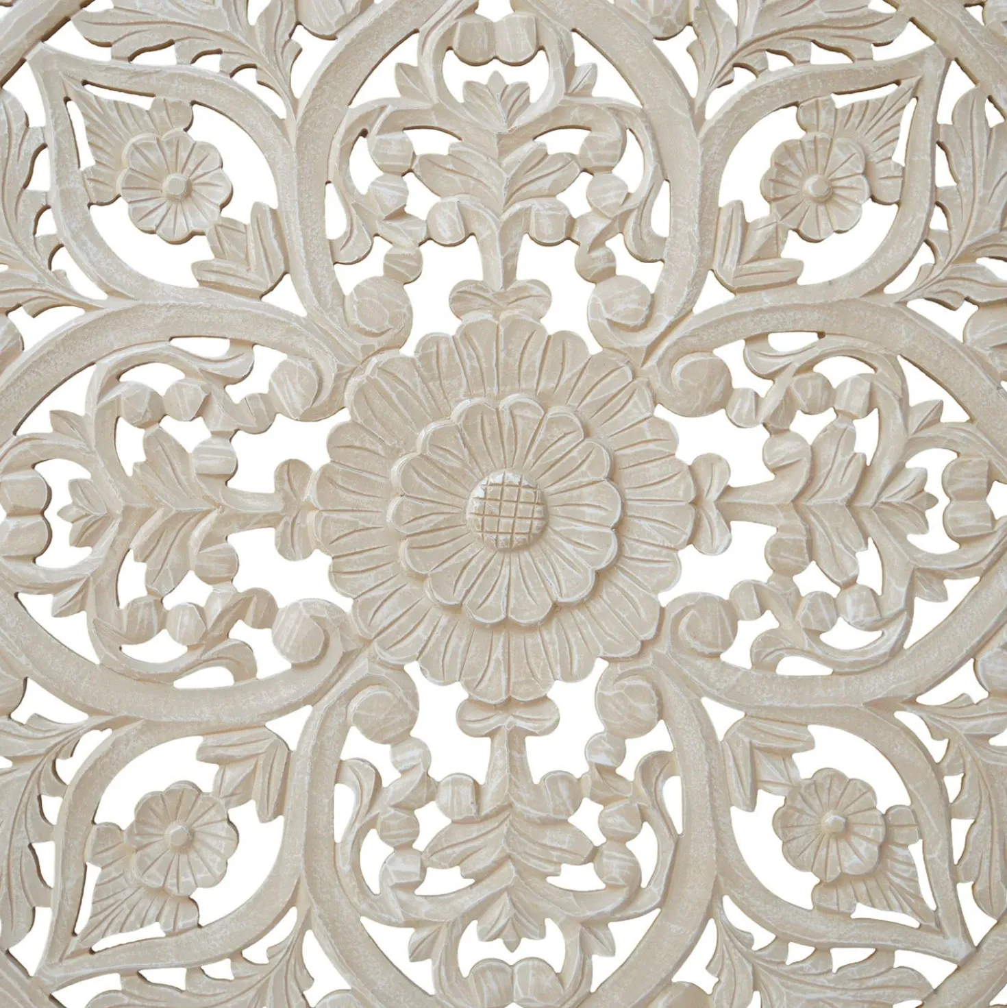 Tête de lit bois sculpté Serena 160cm Effet travertin Beige clair