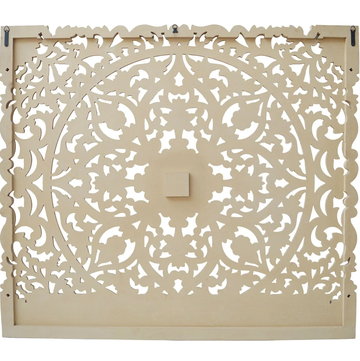 Tête de lit bois sculpté Serena 160cm Effet travertin Beige clair
