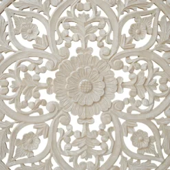 Tête de lit bois sculpté Serena 180cm Effet travertin Beige clair