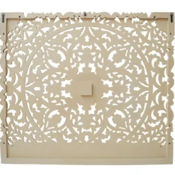 Tête de lit bois sculpté Serena 180cm Effet travertin Beige clair