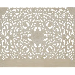 Tête de lit bois sculpté Serena 180cm Effet travertin Beige clair