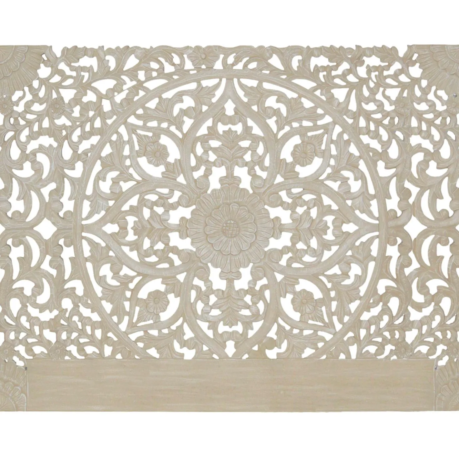 Tête de lit bois sculpté Serena 180cm Effet travertin Beige clair