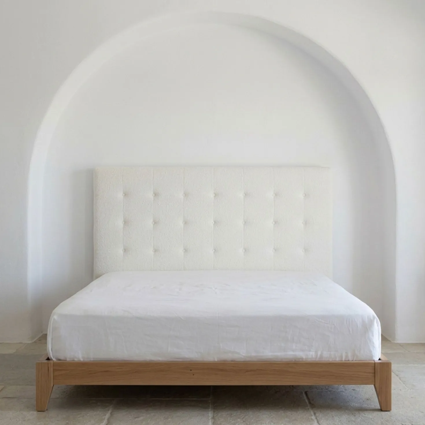 Tête de lit capitonnée Luxor 160cm Tissu bouclette Crème
