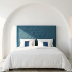 Tête de lit Diam 160cm Velours Bleu