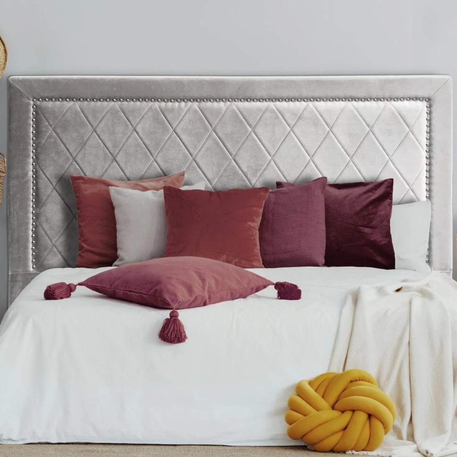 Tête de lit Meghan 180cm Velours Argent