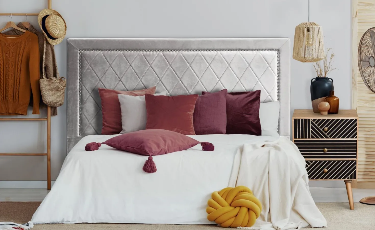Tête de lit Meghan 180cm Velours Argent