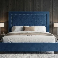 Tête de lit Meghan 140cm Velours Bleu
