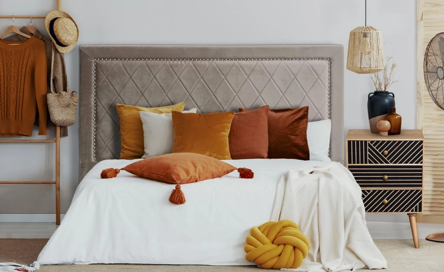 Tête de lit Meghan 180cm Velours Taupe