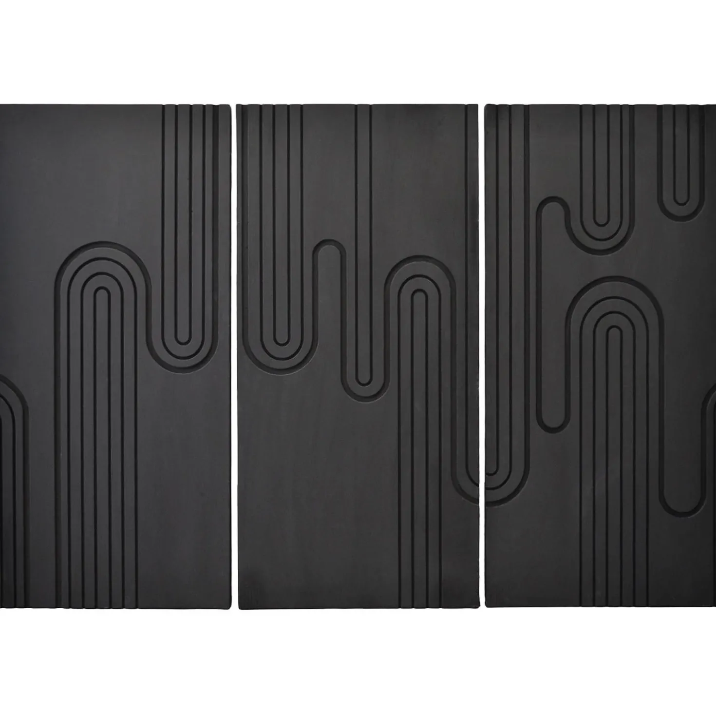 Tête de lit murale triptyque Aurore 160cm Bois sculpté Noir