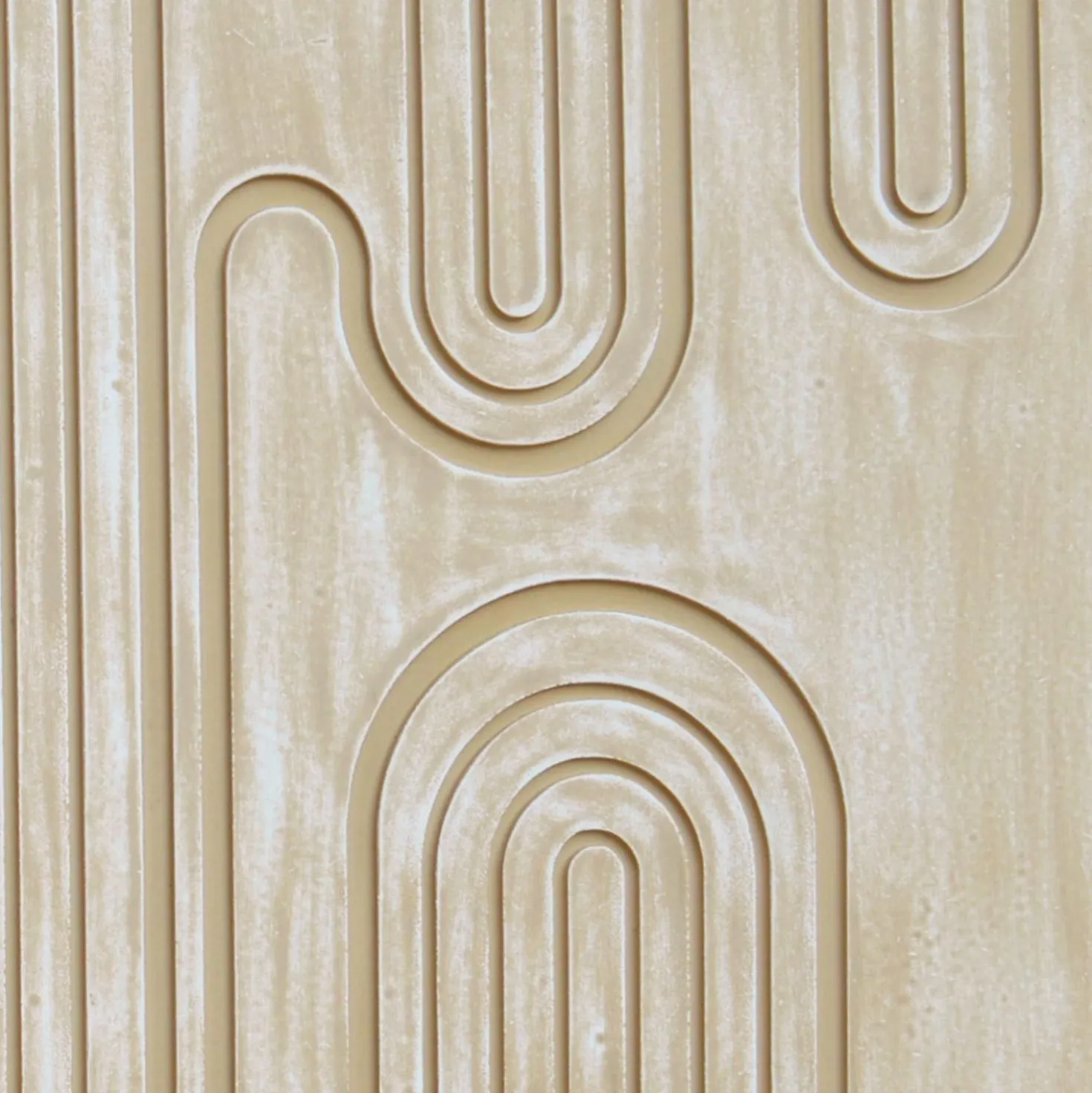 Tête de lit murale triptyque Aurore 160cm Bois sculpté Beige patiné