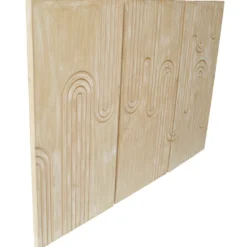 Tête de lit murale triptyque Aurore 160cm Bois sculpté Beige patiné