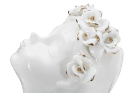 Vase buste jeune fille Porcelaine Blanc couronne de fleurs dorées