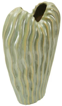 Vase décoratif en céramique texturée Vert