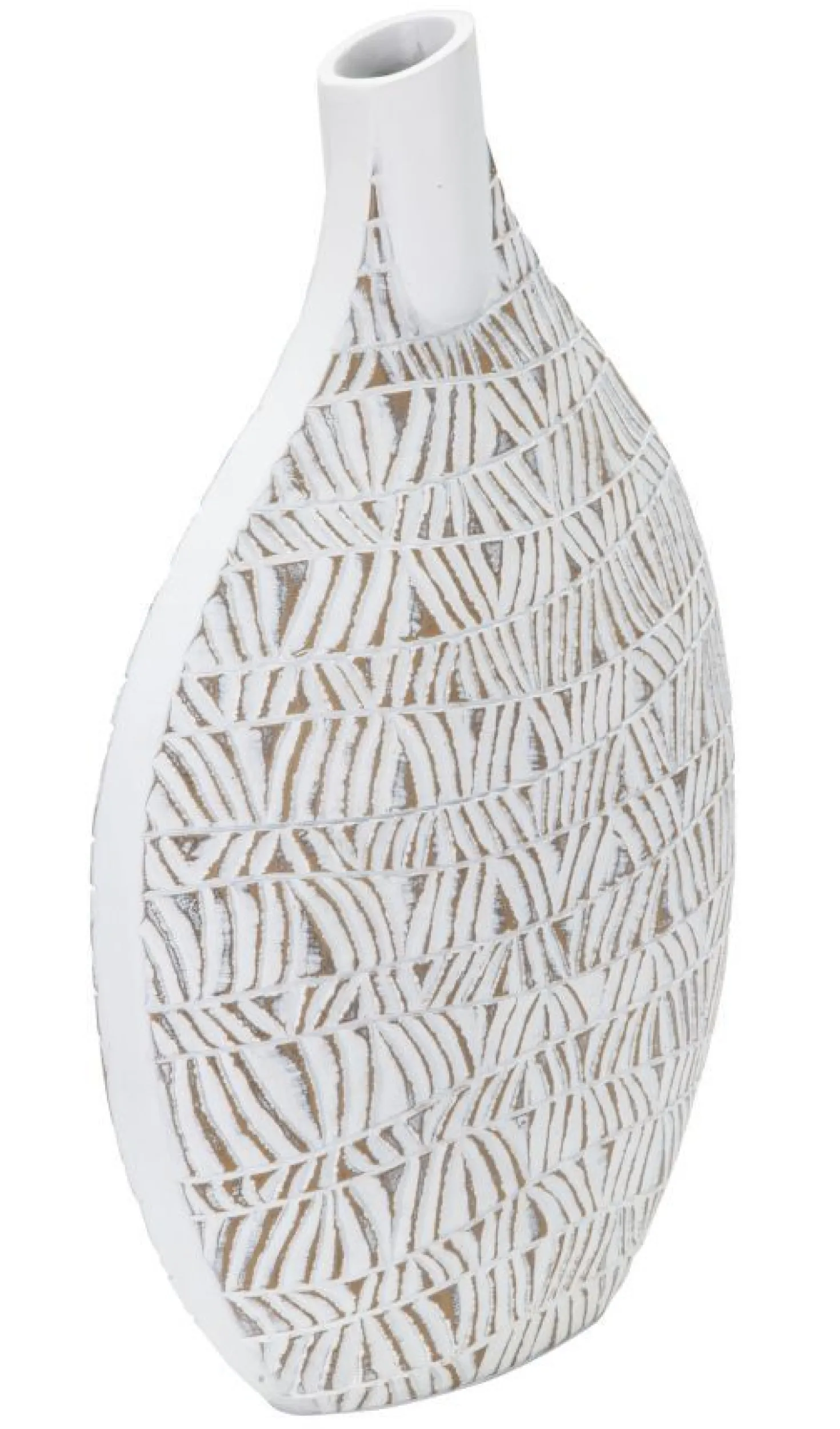 Vase décoratif Nairobi Polyrésine Blanc et Beige